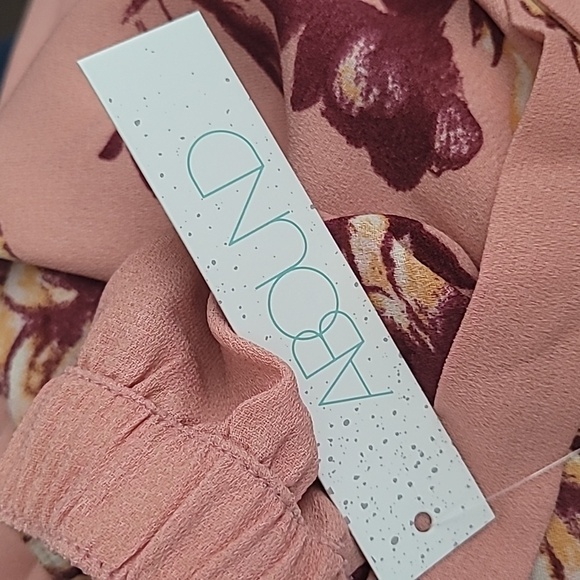 NWT Faux Wrap Midi Skirt Pink Paintbrush Floral Small - Picture 3 of 4